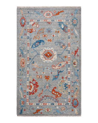 Traditional Oushak Gray Wool Area Rug 2' 9" x 4' 7" - Solo Rugs