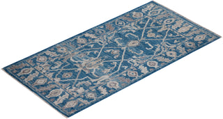 Traditional Oushak Light Blue Wool Area Rug 2' 10" x 5' 0" - Solo Rugs