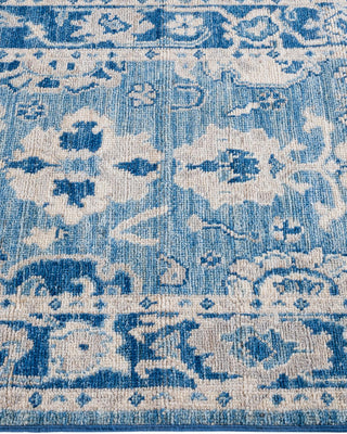 Traditional Oushak Light Blue Wool Runner 2' 7" x 9' 6" - Solo Rugs