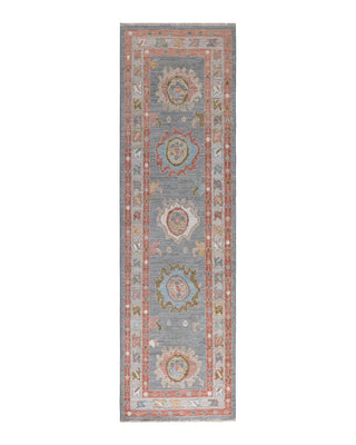 Traditional Oushak Gray Wool Runner 2' 8" x 9' 3" - Solo Rugs