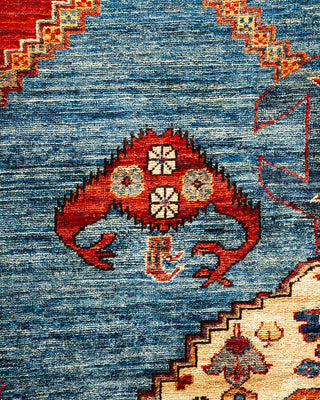Traditional Serapi Light Blue Wool Area Rug 9' 0" x 11' 6" - Solo Rugs