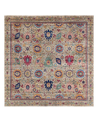 Traditional Serapi Beige Wool Square Area Rug 8' 6" x 8' 8" - Solo Rugs