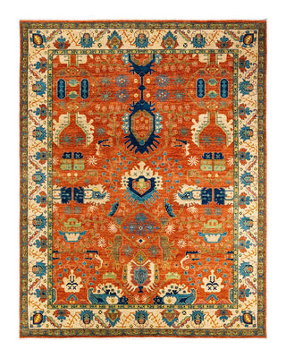 Traditional Serapi Orange Wool Area Rug 8' 2" x 10' 5" - Solo Rugs
