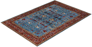 Traditional Serapi Light Blue Wool Area Rug 6' 1" x 8' 11" - Solo Rugs