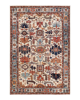 Traditional Serapi Ivory Wool Area Rug 6' 1" x 8' 11" - Solo Rugs