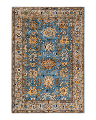 Traditional Serapi Light Blue Wool Area Rug 6' 1" x 8' 10" - Solo Rugs