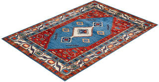 Traditional Serapi Light Blue Wool Area Rug 6' 0" x 8' 9" - Solo Rugs