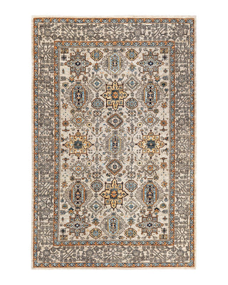 Traditional Serapi Ivory Wool Area Rug 5' 10" x 9' 0" - Solo Rugs