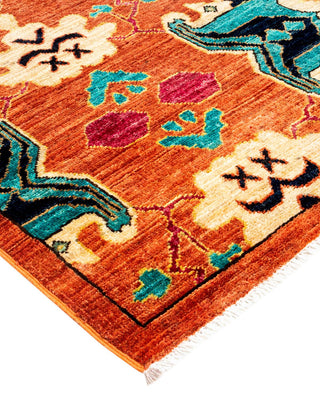 Traditional Serapi Orange Wool Area Rug 6' 1" x 9' 5" - Solo Rugs