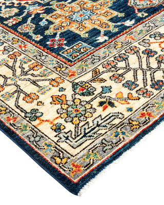 Traditional Serapi Blue Wool Area Rug 5' 10" x 8' 10" - Solo Rugs