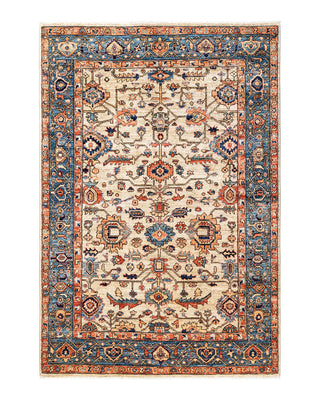 Traditional Serapi Ivory Wool Area Rug 5' 0" x 7' 1" - Solo Rugs