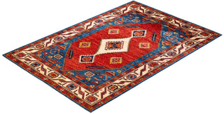 Traditional Serapi Blue Wool Area Rug 5' 1" x 7' 4" - Solo Rugs