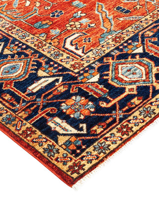 Traditional Serapi Orange Wool Area Rug 5' 1" x 7' 8" - Solo Rugs