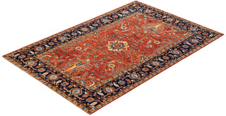 Traditional Serapi Orange Wool Area Rug 5' 1" x 7' 8" - Solo Rugs