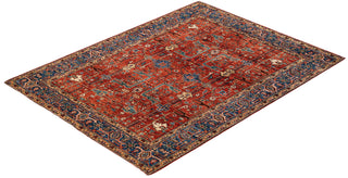 Traditional Serapi Orange Wool Area Rug 5' 0" x 6' 7" - Solo Rugs