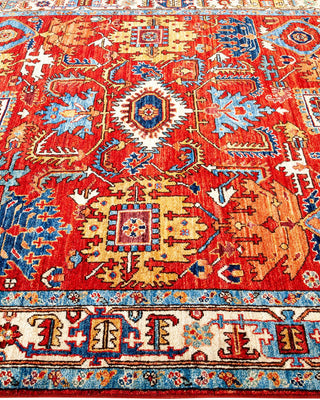 Traditional Serapi Orange Wool Area Rug 5' 2" x 7' 11" - Solo Rugs