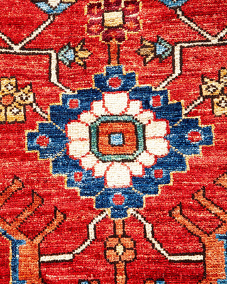 Traditional Serapi Orange Wool Area Rug 4' 7" x 9' 5" - Solo Rugs