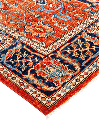 Traditional Serapi Orange Wool Area Rug 5' 0" x 7' 10" - Solo Rugs