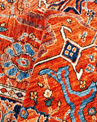 Traditional Serapi Orange Wool Area Rug 5' 0" x 7' 10" - Solo Rugs