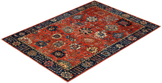 Traditional Serapi Orange Wool Area Rug 5' 2" x 7' 0" - Solo Rugs