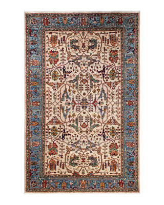 Traditional Serapi Ivory Wool Area Rug 5' 1" x 7' 11" - Solo Rugs