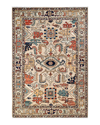 Traditional Serapi Ivory Wool Area Rug 4' 1" x 5' 10" - Solo Rugs