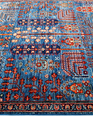 Traditional Serapi Light Blue Wool Area Rug 4' 4" x 6' 0" - Solo Rugs