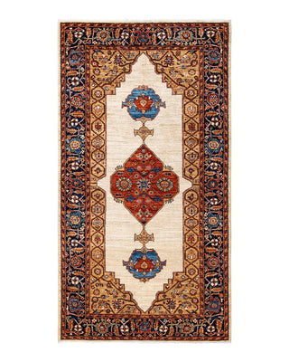 Traditional Serapi Ivory Wool Area Rug 4' 2" x 7' 9" - Solo Rugs