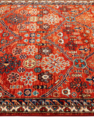 Traditional Serapi Orange Wool Area Rug 4' 2" x 6' 1" - Solo Rugs