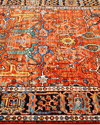 Traditional Serapi Orange Wool Area Rug 3' 11" x 5' 11" - Solo Rugs