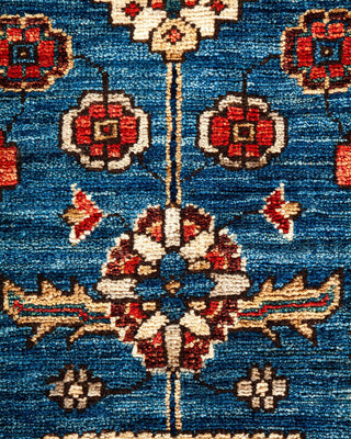 Traditional Serapi Light Blue Wool Area Rug 4' 2" x 5' 10" - Solo Rugs