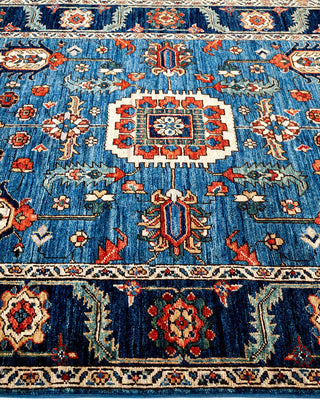 Traditional Serapi Light Blue Wool Area Rug 4' 2" x 5' 10" - Solo Rugs