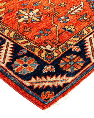 Traditional Serapi Orange Wool Area Rug 4' 4" x 8' 5" - Solo Rugs