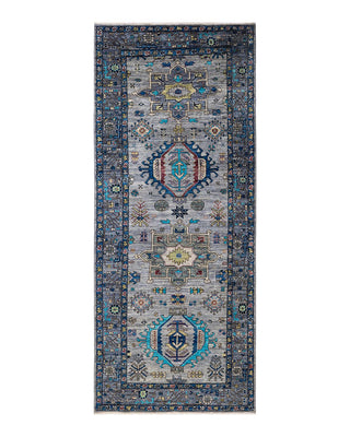 Traditional Serapi Gray Wool Area Rug 4' 3" x 10' 3" - Solo Rugs