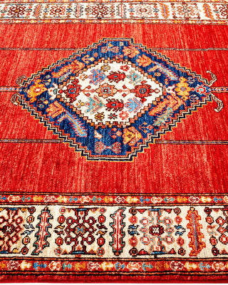 Traditional Serapi Orange Wool Area Rug 4' 2" x 10' 0" - Solo Rugs