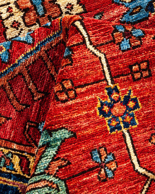 Traditional Serapi Orange Wool Area Rug 4' 2" x 11' 2" - Solo Rugs
