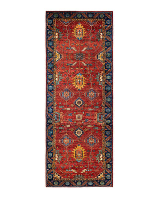 Traditional Serapi Orange Wool Area Rug 4' 2" x 11' 2" - Solo Rugs