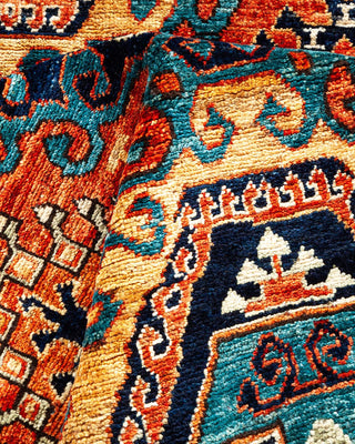 Traditional Serapi Orange Wool Area Rug 4' 0" x 10' 0" - Solo Rugs