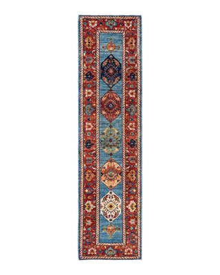 Traditional Serapi Light Blue Wool Runner 2' 9" x 11' 1" - Solo Rugs