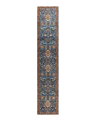 Traditional Serapi Light Blue Wool Runner 2' 10" x 15' 7" - Solo Rugs