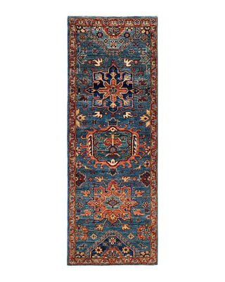 Traditional Serapi Light Blue Wool Runner 2' 8" x 7' 3" - Solo Rugs