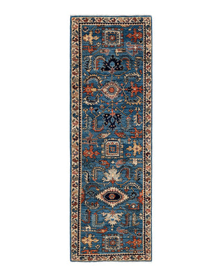 Traditional Serapi Light Blue Wool Runner 2' 7" x 8' 0" - Solo Rugs