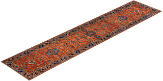 Traditional Serapi Orange Wool Runner 2' 9" x 12' 11" - Solo Rugs
