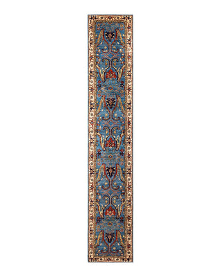 Traditional Serapi Light Blue Wool Runner 2' 9" x 16' 0" - Solo Rugs
