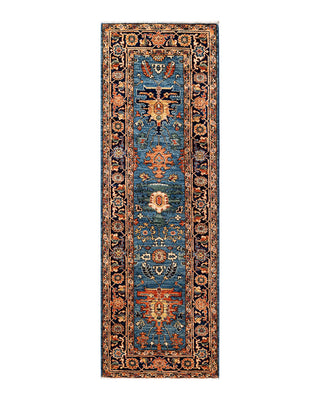 Traditional Serapi Light Blue Wool Runner 2' 5" x 7' 6" - Solo Rugs