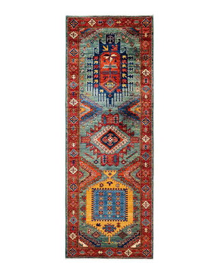 Traditional Serapi Green Wool Runner 2' 9" x 7' 7" - Solo Rugs