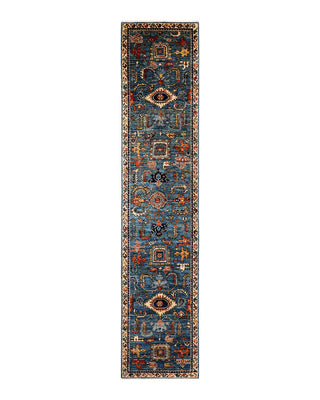 Traditional Serapi Light Blue Wool Runner 2' 7" x 12' 3" - Solo Rugs