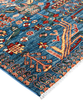 Traditional Serapi Light Blue Wool Runner 3' 5" x 12' 0" - Solo Rugs