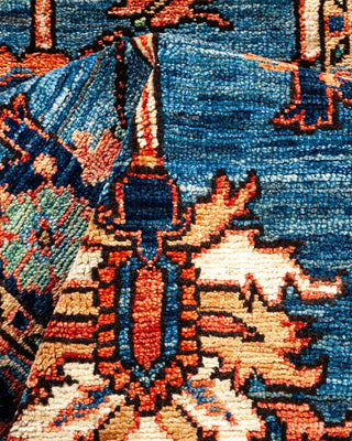 Traditional Serapi Light Blue Wool Area Rug 2' 2" x 6' 5" - Solo Rugs