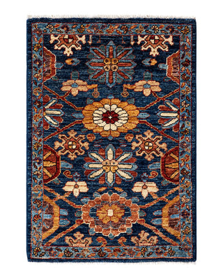 Traditional Serapi Blue Wool Area Rug 2' 0" x 2' 11" - Solo Rugs